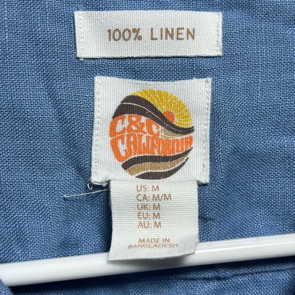 C & C California Men's 100% Linen Button Front Resort Camp Shirt M Medium NWOT - Picture 6 of 7